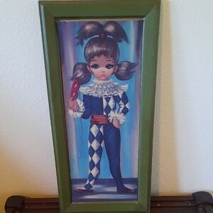 Vintage Harlequin Girl Framed Art